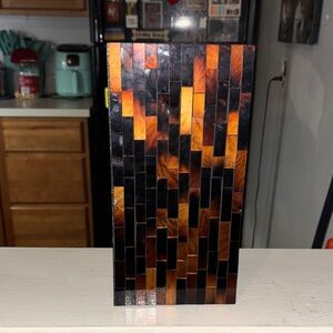PartyLite Mosaic Candle Holder - Black and Orange